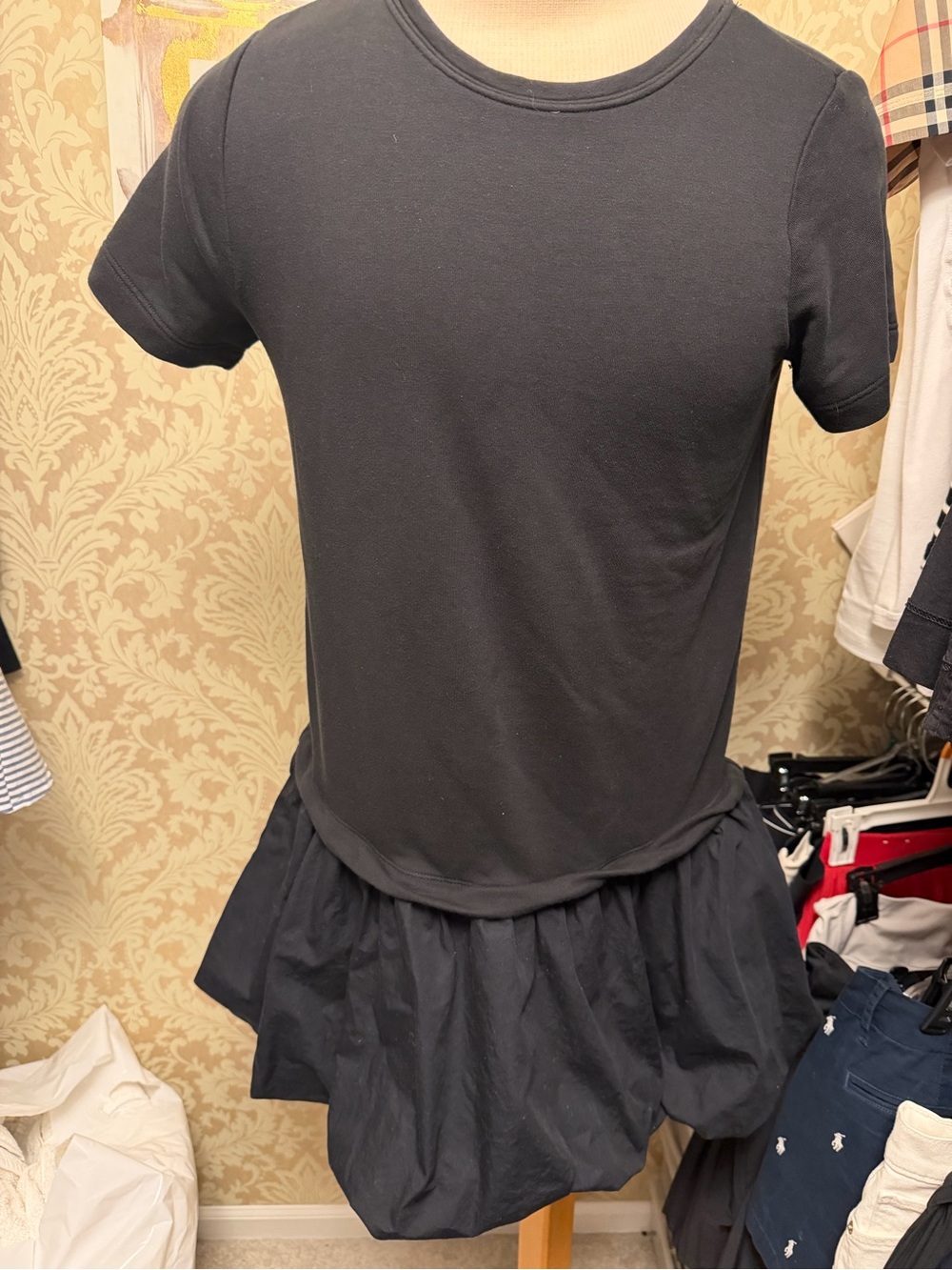 LOFT Black Short Sleeve Mini Dress